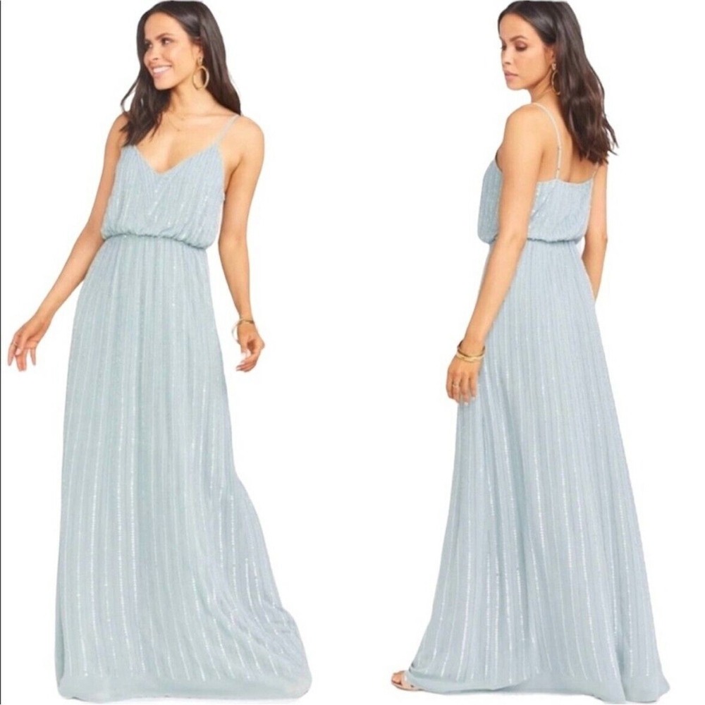 show me your mumu victoria maxi dress silver sage beaded women size small